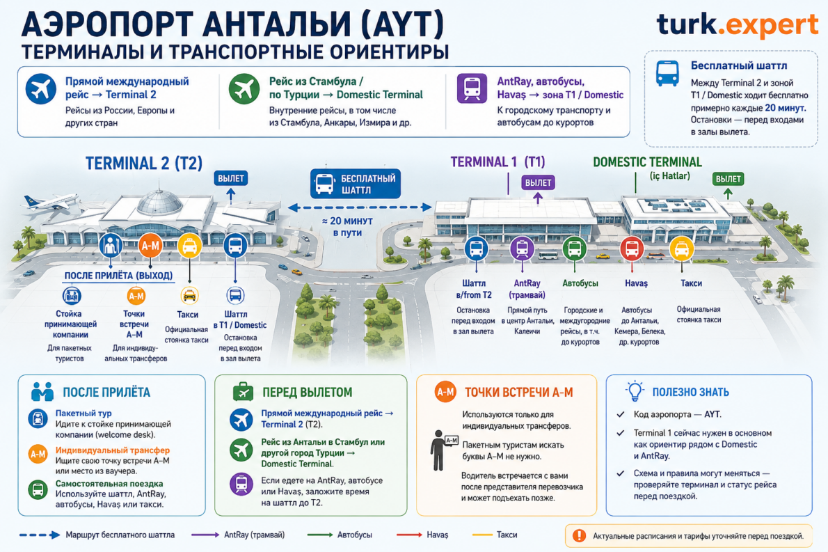 Аэропорт Антальи (AYT): терминалы и схема для пассажиров